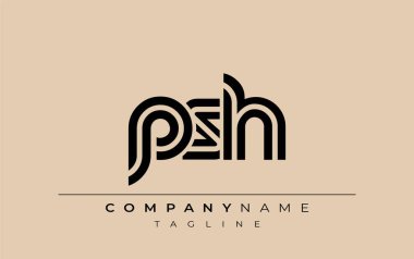 PSH Yaratıcı Eşsiz Modern Harf Logosu Tasarımı. Benzersiz bir harf dizaynına sahip stilize logo, soyut minimalist estetik ve modern cazibe sunar.