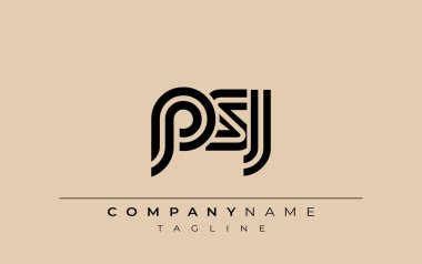 PSJ Yaratıcı Eşsiz Modern Harf Logosu Tasarımı. Benzersiz bir harf dizaynına sahip stilize logo, soyut minimalist estetik ve modern cazibe sunar.