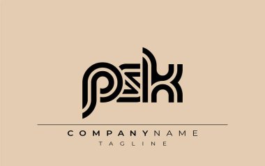 PSK Yaratıcı Eşsiz Modern Harf Logosu Tasarımı. Benzersiz bir harf dizaynına sahip stilize logo, soyut minimalist estetik ve modern cazibe sunar.