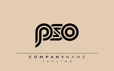 PSO Yaratıcı Eşsiz Modern Harf Logosu Tasarımı. Benzersiz bir harf dizaynına sahip stilize logo, soyut minimalist estetik ve modern cazibe sunar.