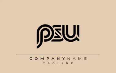 PSU Yaratıcı Eşsiz Modern Harf Logosu Tasarımı. Benzersiz bir harf dizaynına sahip stilize logo, soyut minimalist estetik ve modern cazibe sunar.