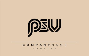PSV Yaratıcı Eşsiz Modern Harf Logosu Tasarımı. Benzersiz bir harf dizaynına sahip stilize logo, soyut minimalist estetik ve modern cazibe sunar.