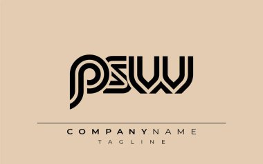PSW Yaratıcı Eşsiz Modern Harf Logosu Tasarımı. Benzersiz bir harf dizaynına sahip stilize logo, soyut minimalist estetik ve modern cazibe sunar.