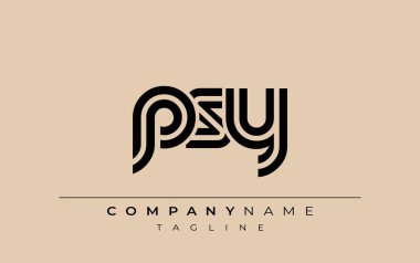 PSY Yaratıcı Eşsiz Modern Harf Logosu Tasarımı. Benzersiz bir harf dizaynına sahip stilize logo, soyut minimalist estetik ve modern cazibe sunar.