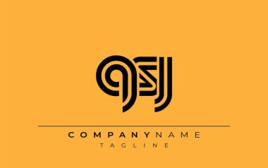 QSJ Yaratıcı Eşsiz Modern Harf Logosu Tasarımı. Benzersiz bir harf dizaynına sahip stilize logo, soyut minimalist estetik ve modern cazibe sunar.