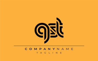 QST Yaratıcı Eşsiz Modern Harf Logosu Tasarımı. Benzersiz bir harf dizaynına sahip stilize logo, soyut minimalist estetik ve modern cazibe sunar.