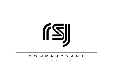 RSJ Yaratıcı Eşsiz Modern Harf Logosu Tasarımı. Benzersiz bir harf dizaynına sahip stilize logo, soyut minimalist estetik ve modern cazibe sunar.
