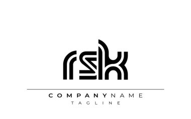 RSK Yaratıcı Eşsiz Modern Harf Logosu Tasarımı. Benzersiz bir harf dizaynına sahip stilize logo, soyut minimalist estetik ve modern cazibe sunar.