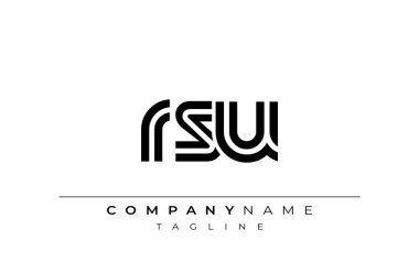 RSU Yaratıcı Eşsiz Modern Harf Logosu Tasarımı. Benzersiz bir harf dizaynına sahip stilize logo, soyut minimalist estetik ve modern cazibe sunar.