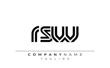 RSW Yaratıcı Eşsiz Modern Harf Logosu Tasarımı. Benzersiz bir harf dizaynına sahip stilize logo, soyut minimalist estetik ve modern cazibe sunar.