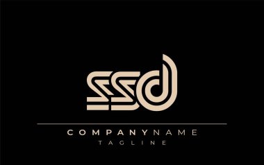 SSD Yaratıcı Eşsiz Modern Harf Logosu Tasarımı. Benzersiz bir harf dizaynına sahip stilize logo, soyut minimalist estetik ve modern cazibe sunar.