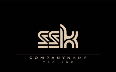 SSK Yaratıcı Eşsiz Modern Harf Logosu Tasarımı. Benzersiz bir harf dizaynına sahip stilize logo, soyut minimalist estetik ve modern cazibe sunar.