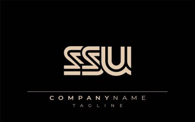 SSU Yaratıcı Eşsiz Modern Harf Logosu Tasarımı. Benzersiz bir harf dizaynına sahip stilize logo, soyut minimalist estetik ve modern cazibe sunar.