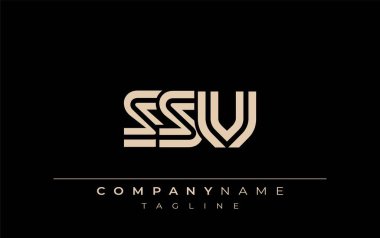 SSV Yaratıcı Eşsiz Modern Harf Logosu Tasarımı. Benzersiz bir harf dizaynına sahip stilize logo, soyut minimalist estetik ve modern cazibe sunar.
