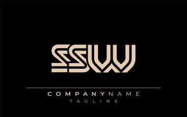 SSW Yaratıcı Eşsiz Modern Harf Logosu Tasarımı. Benzersiz bir harf dizaynına sahip stilize logo, soyut minimalist estetik ve modern cazibe sunar.