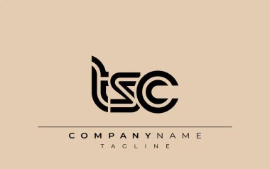 TSC Yaratıcı Eşsiz Modern Harf Logosu Tasarımı. Benzersiz bir harf dizaynına sahip stilize logo, soyut minimalist estetik ve modern cazibe sunar.