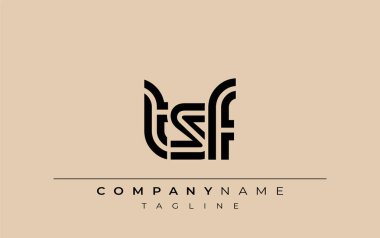 TSF Yaratıcı Eşsiz Modern Harf Logosu Tasarımı. Benzersiz bir harf dizaynına sahip stilize logo, soyut minimalist estetik ve modern cazibe sunar.