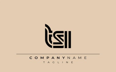 TSI Yaratıcı Eşsiz Modern Harf Logosu Tasarımı. Benzersiz bir harf dizaynına sahip stilize logo, soyut minimalist estetik ve modern cazibe sunar.