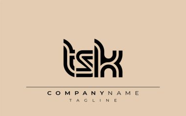 TSK Yaratıcı Eşsiz Modern Harf Logosu Tasarımı. Benzersiz bir harf dizaynına sahip stilize logo, soyut minimalist estetik ve modern cazibe sunar.