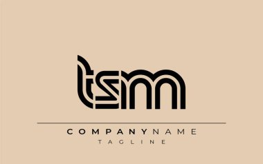 TSM Yaratıcı Eşsiz Modern Harf Logosu Tasarımı. Benzersiz bir harf dizaynına sahip stilize logo, soyut minimalist estetik ve modern cazibe sunar.