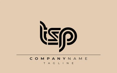 TSP Yaratıcı Eşsiz Modern Harf Logosu Tasarımı. Benzersiz bir harf dizaynına sahip stilize logo, soyut minimalist estetik ve modern cazibe sunar.