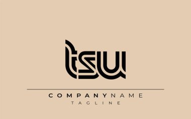 TSU Yaratıcı Eşsiz Modern Harf Logosu Tasarımı. Benzersiz bir harf dizaynına sahip stilize logo, soyut minimalist estetik ve modern cazibe sunar.