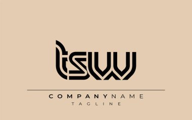 TSW Yaratıcı Eşsiz Modern Harf Logosu Tasarımı. Benzersiz bir harf dizaynına sahip stilize logo, soyut minimalist estetik ve modern cazibe sunar.