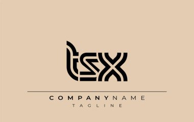 TSX Yaratıcı Eşsiz Modern Harf Logosu Tasarımı. Benzersiz bir harf dizaynına sahip stilize logo, soyut minimalist estetik ve modern cazibe sunar.