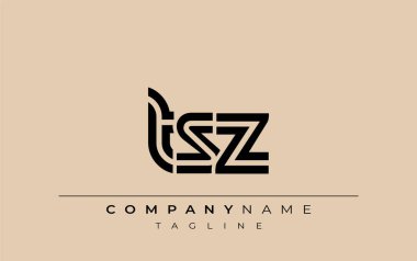 TSZ Yaratıcı Eşsiz Modern Harf Logosu Tasarımı. Benzersiz bir harf dizaynına sahip stilize logo, soyut minimalist estetik ve modern cazibe sunar.
