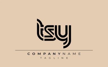 TSY Yaratıcı Eşsiz Modern Harf Logosu Tasarımı. Benzersiz bir harf dizaynına sahip stilize logo, soyut minimalist estetik ve modern cazibe sunar.