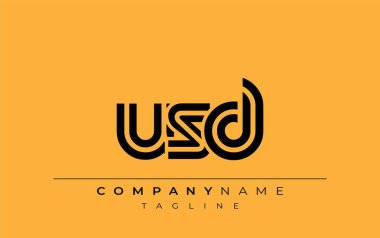 USD Yaratıcı Eşsiz Modern Harf Logosu Tasarımı. Benzersiz bir harf dizaynına sahip stilize logo, soyut minimalist estetik ve modern cazibe sunar.