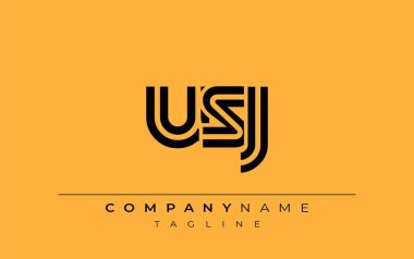 USJ Yaratıcı Eşsiz Modern Harf Logosu Tasarımı. Benzersiz bir harf dizaynına sahip stilize logo, soyut minimalist estetik ve modern cazibe sunar.