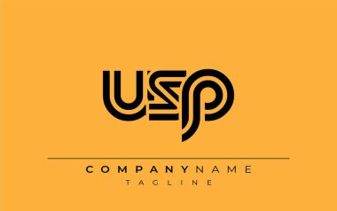 USP Yaratıcı Eşsiz Modern Harf Logosu Tasarımı. Benzersiz bir harf dizaynına sahip stilize logo, soyut minimalist estetik ve modern cazibe sunar.