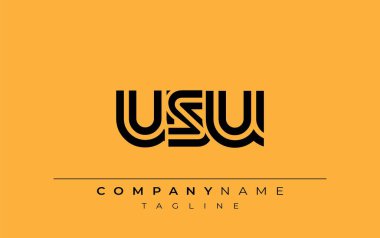 USU Yaratıcı Eşsiz Modern Harf Logosu Tasarımı. Benzersiz bir harf dizaynına sahip stilize logo, soyut minimalist estetik ve modern cazibe sunar.