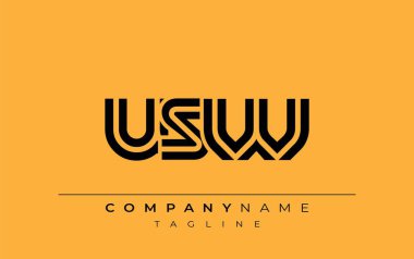 USW Yaratıcı Eşsiz Modern Harf Logosu Tasarımı. Benzersiz bir harf dizaynına sahip stilize logo, soyut minimalist estetik ve modern cazibe sunar.