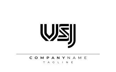 VSJ Yaratıcı Eşsiz Modern Harf Logosu Tasarımı. Benzersiz bir harf dizaynına sahip stilize logo, soyut minimalist estetik ve modern cazibe sunar.