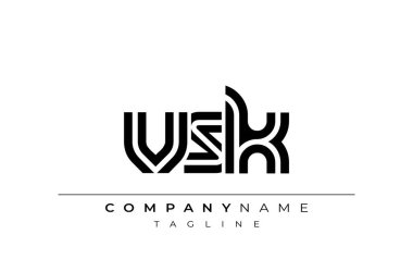 VSK Yaratıcı Eşsiz Modern Harf Logosu Tasarımı. Benzersiz bir harf dizaynına sahip stilize logo, soyut minimalist estetik ve modern cazibe sunar.