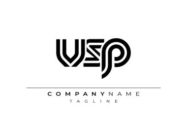 VSP Yaratıcı Eşsiz Modern Harf Logosu Tasarımı. Benzersiz bir harf dizaynına sahip stilize logo, soyut minimalist estetik ve modern cazibe sunar.