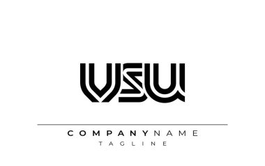 VSU Yaratıcı Eşsiz Modern Harf Logosu Tasarımı. Benzersiz bir harf dizaynına sahip stilize logo, soyut minimalist estetik ve modern cazibe sunar.