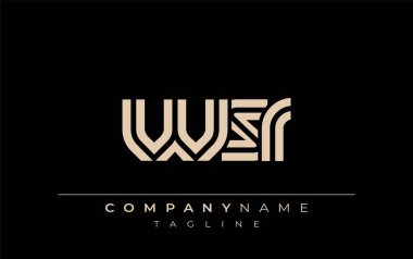 WSR Yaratıcı Eşsiz Modern Harf Logosu Tasarımı. Benzersiz bir harf dizaynına sahip stilize logo, soyut minimalist estetik ve modern cazibe sunar.