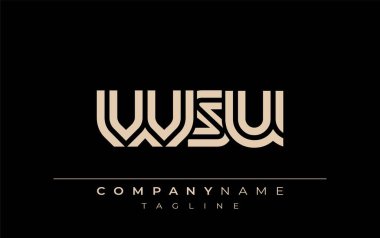 WSU Yaratıcı Eşsiz Modern Harf Logosu Tasarımı. Benzersiz bir harf dizaynına sahip stilize logo, soyut minimalist estetik ve modern cazibe sunar.