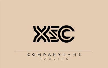 XSC Yaratıcı Eşsiz Modern Harf Logosu Tasarımı. Benzersiz bir harf dizaynına sahip stilize logo, soyut minimalist estetik ve modern cazibe sunar.