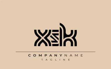 XSK Yaratıcı Eşsiz Modern Harf Logosu Tasarımı. Benzersiz bir harf dizaynına sahip stilize logo, soyut minimalist estetik ve modern cazibe sunar.