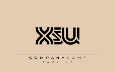 XSU Yaratıcı Eşsiz Modern Harf Logosu Tasarımı. Benzersiz bir harf dizaynına sahip stilize logo, soyut minimalist estetik ve modern cazibe sunar.