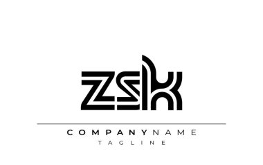 ZSK Yaratıcı Eşsiz Modern Harf Logosu Tasarımı. Benzersiz bir harf dizaynına sahip stilize logo, soyut minimalist estetik ve modern cazibe sunar.