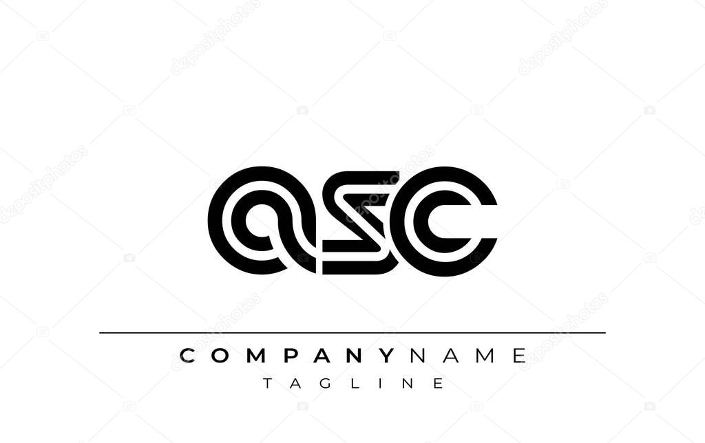 ASC Creative Unique Modern Letter Logo Design. Stylized logo featuring a unique letter design, presenting abstract minimalist aesthetics and modern appeal.