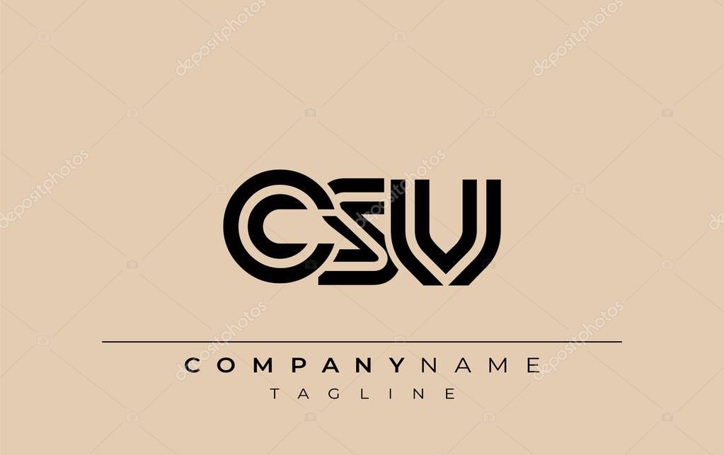 CSV Creative Unique Modern Letter Logo Design. Stylized logo featuring a unique letter design, presenting abstract minimalist aesthetics and modern appeal.