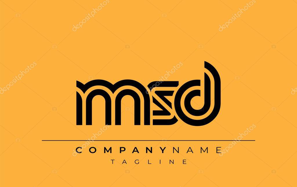 MSD Creative Unique Modern Letter Logo Design. Stylized logo featuring a unique letter design, presenting abstract minimalist aesthetics and modern appeal.