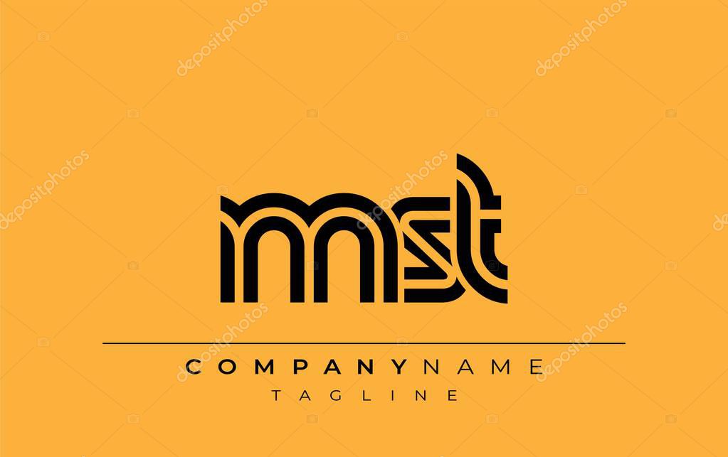 MST Creative Unique Modern Letter Logo Design. Stylized logo featuring a unique letter design, presenting abstract minimalist aesthetics and modern appeal.