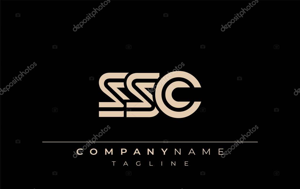 SSC Creative Unique Modern Letter Logo Design. Stylized logo featuring a unique letter design, presenting abstract minimalist aesthetics and modern appeal.